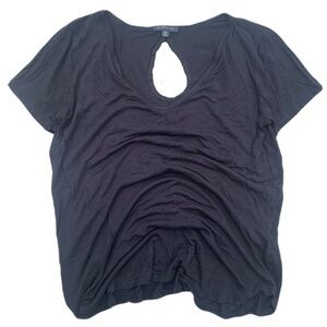 💜 Dynamite Black Keyhole Back Short Sleeve Tee - Size P/S